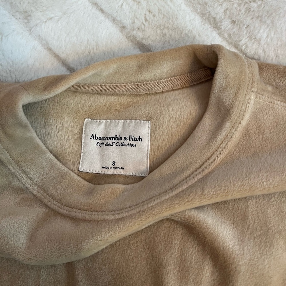 Abercrombie & Fitch S PJ Lounge Pullover Top Soft Collection Camel Tan Velour